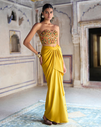 Mustard Bralette Skirt Set