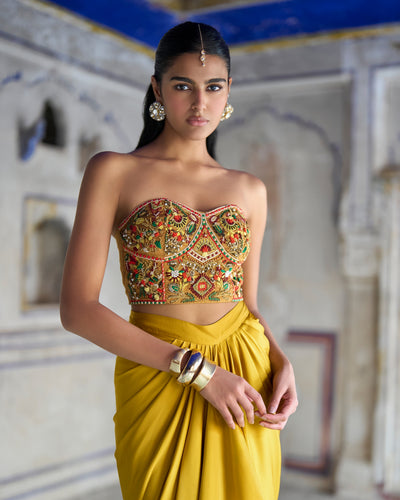 Mustard Bralette Skirt Set