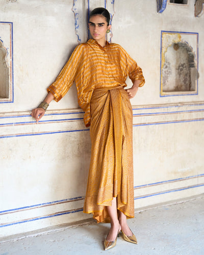 Mustard Brocade Skirt Set