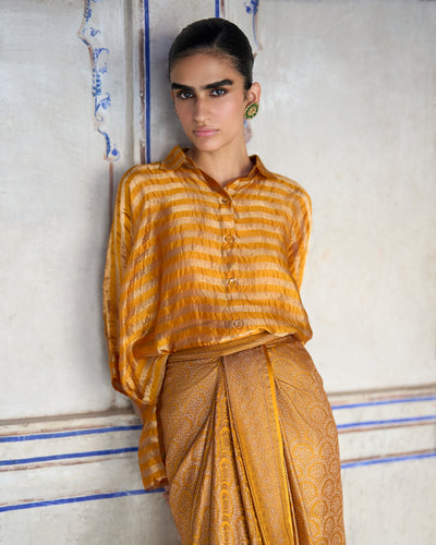 Mustard Brocade Skirt Set