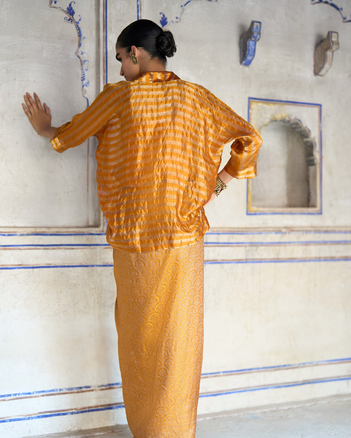 Mustard Brocade Skirt Set