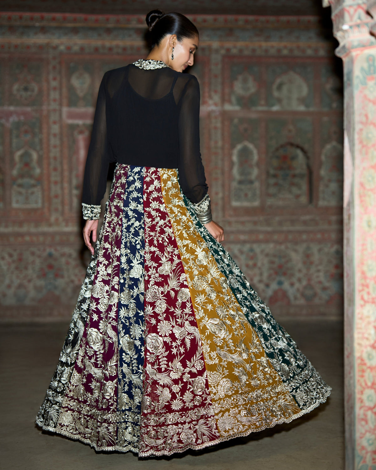 Multicolour Gara Skirt Set