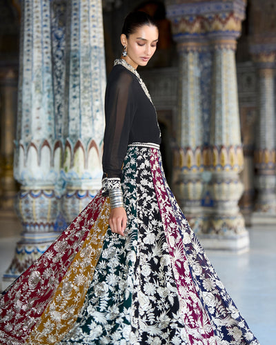 Multicolour Gara Skirt Set