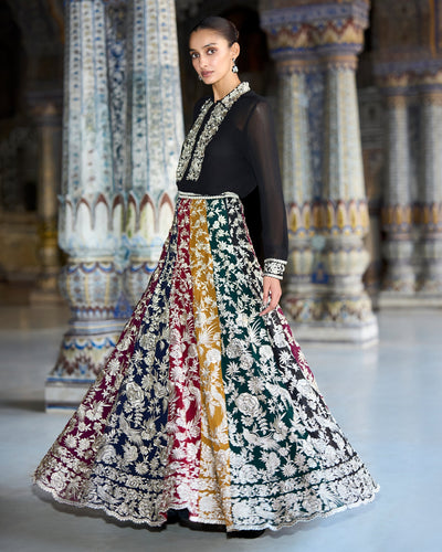 Multicolour Gara Skirt Set