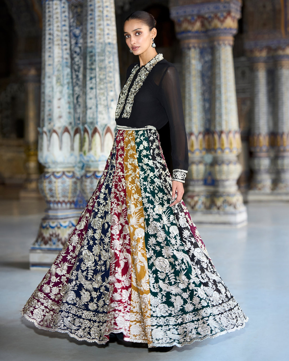 Multicolour Gara Skirt Set