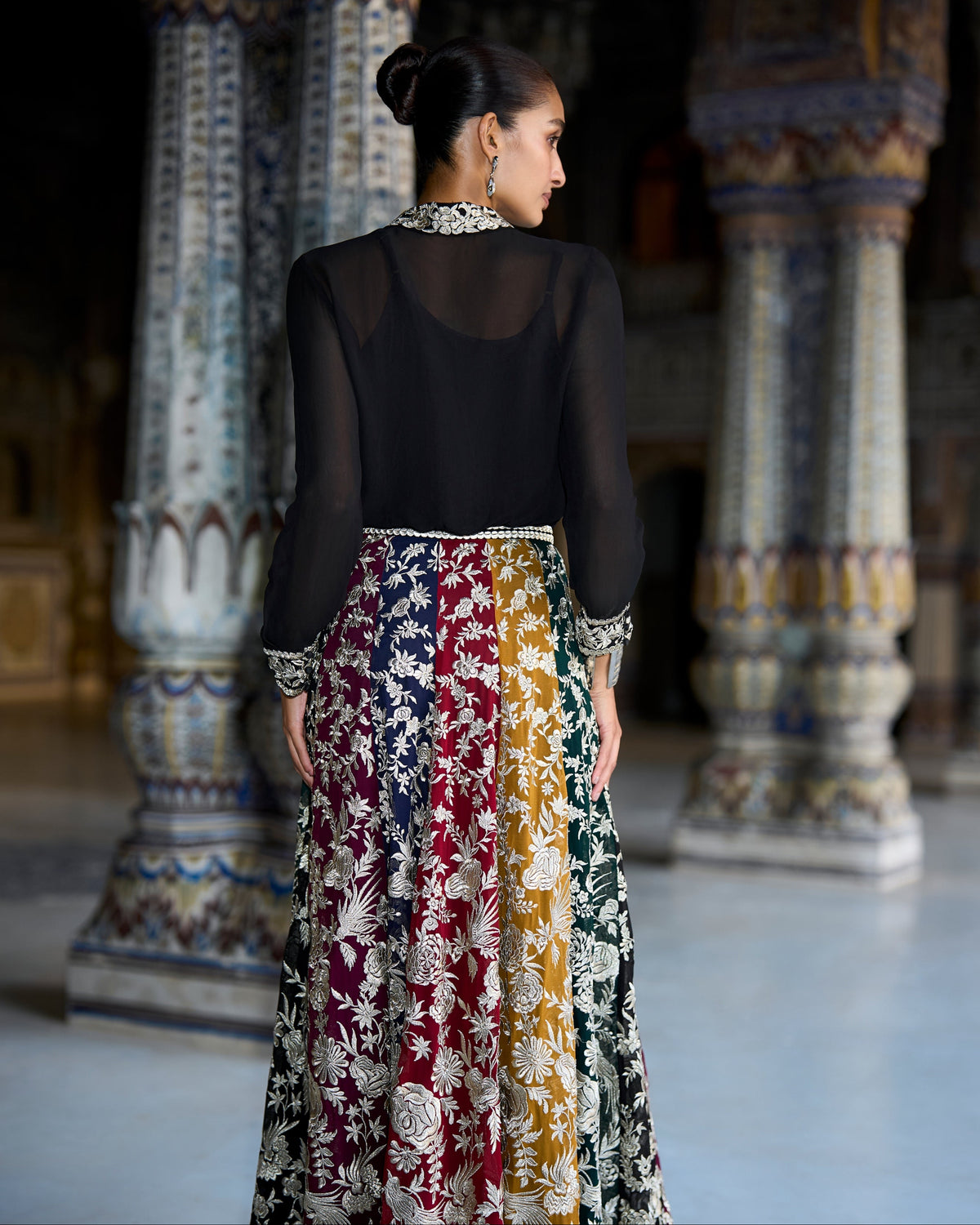 Multicolour Gara Skirt Set