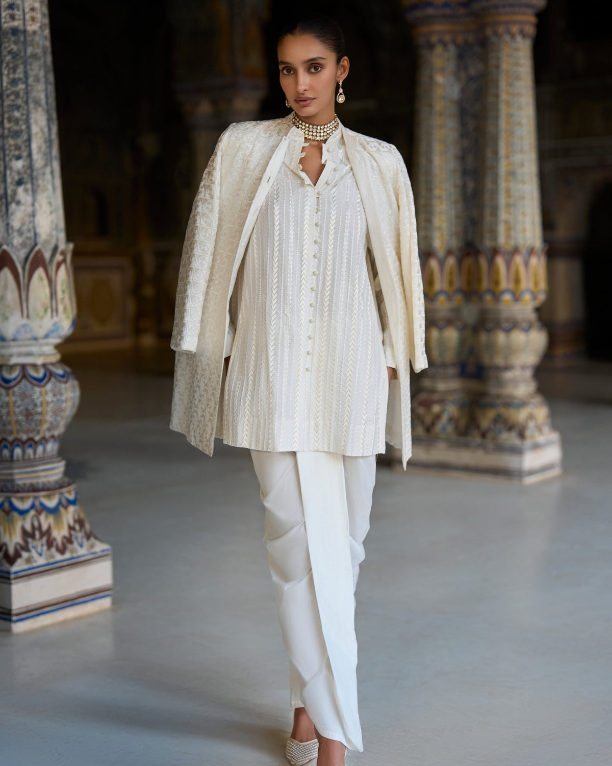 Ivory Dhoti Pant & Jacket Set