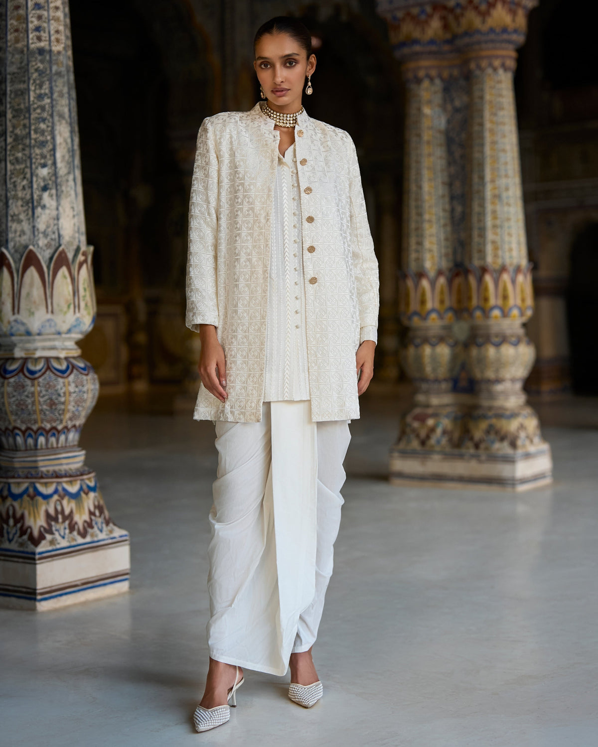 Ivory Dhoti Pant & Jacket Set