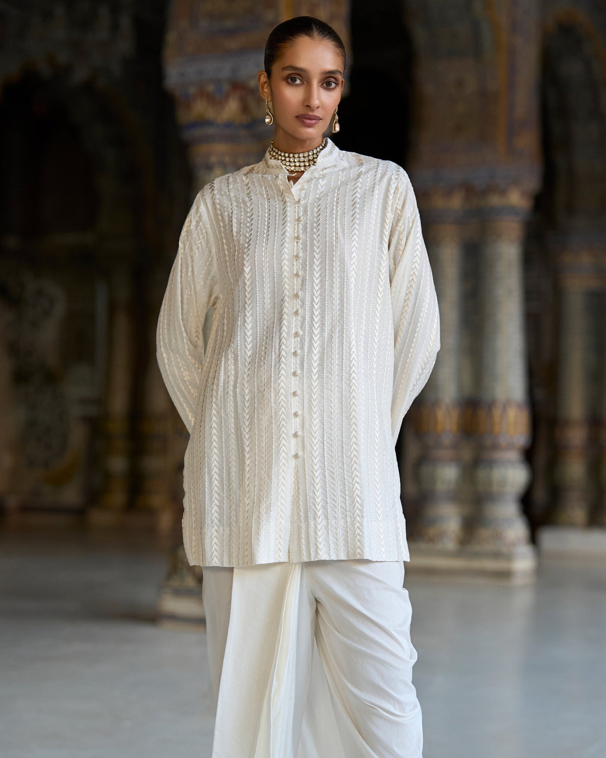 Ivory Dhoti Pant & Jacket Set