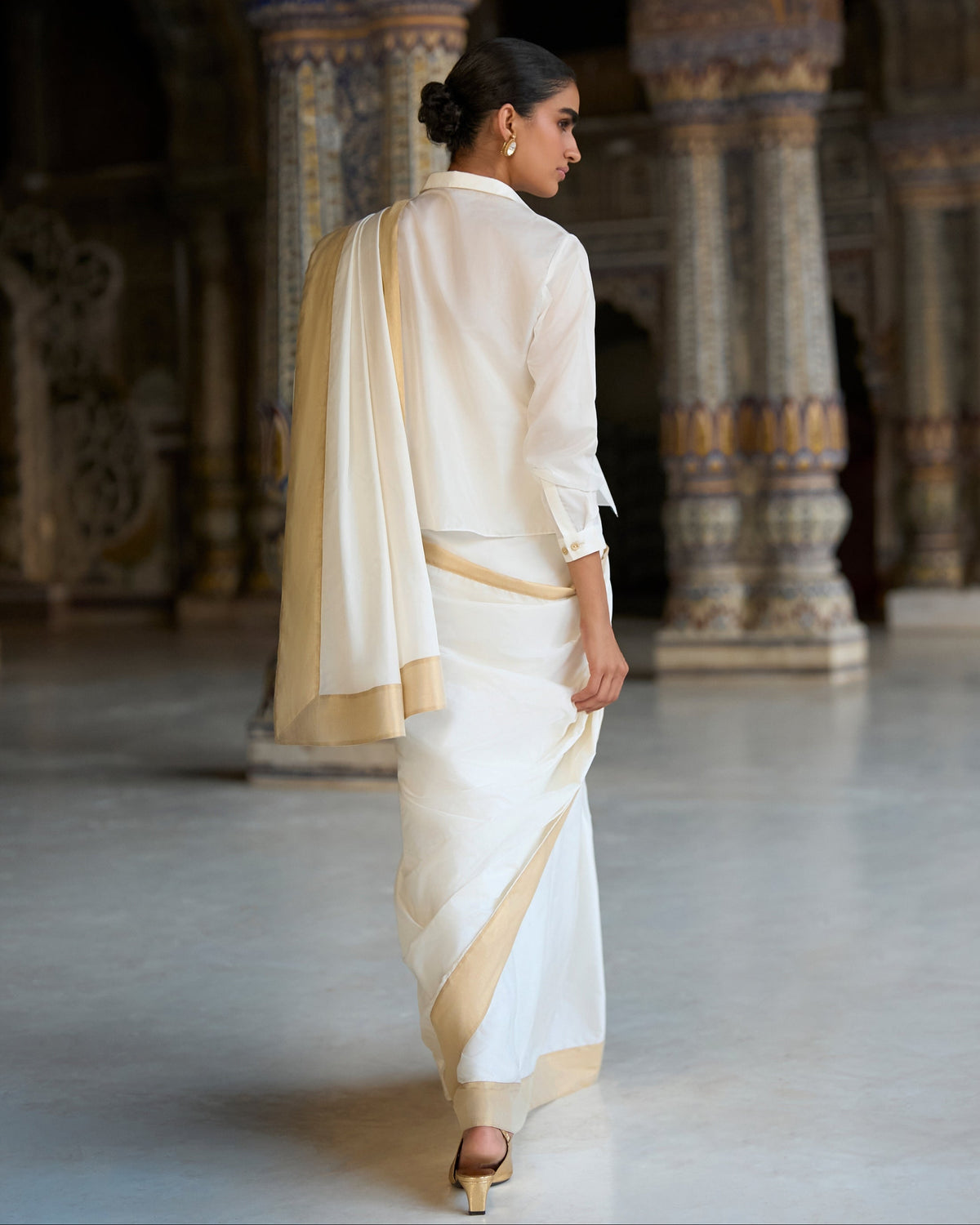 Ivory Gold Sari Set