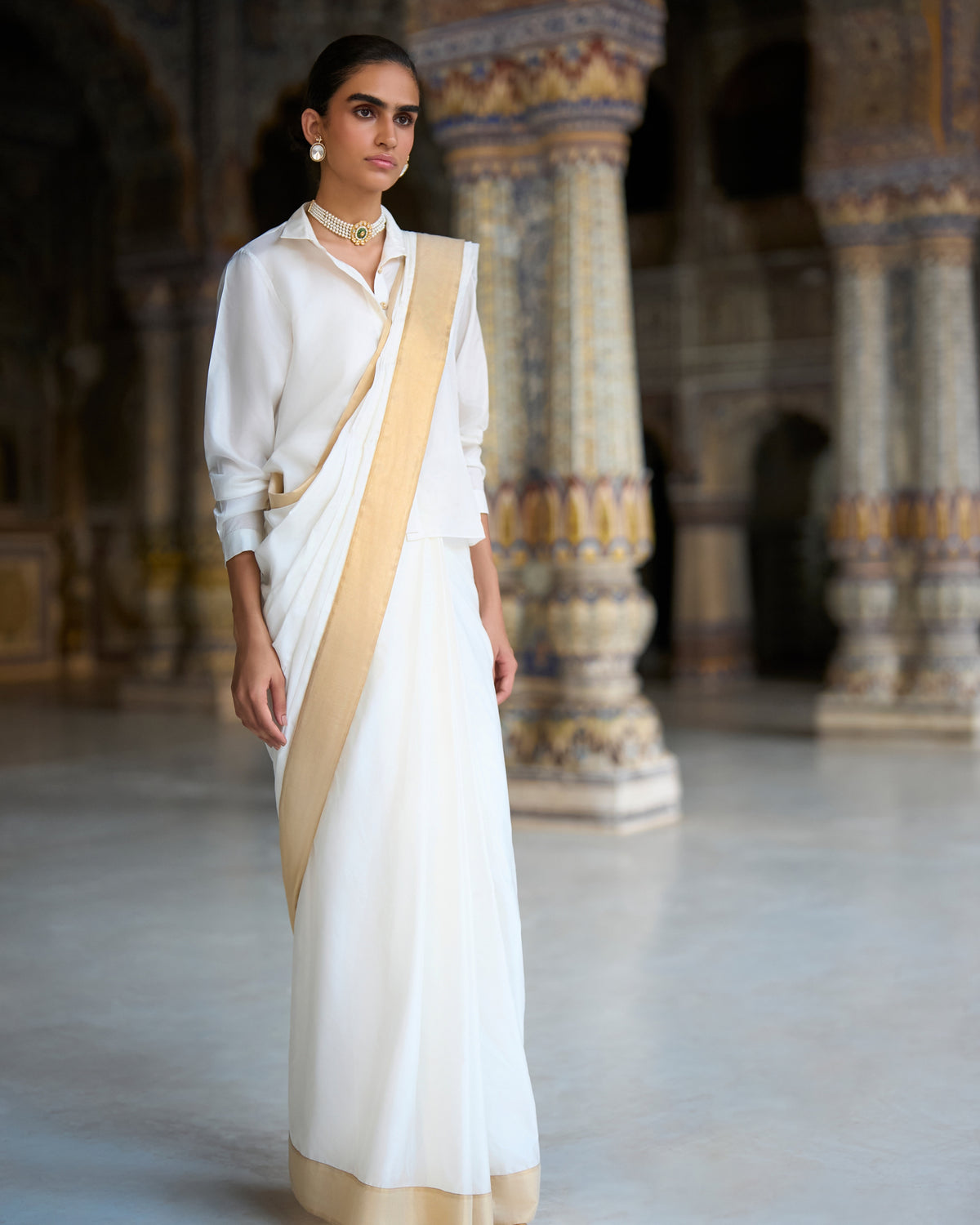 Ivory Gold Sari Set