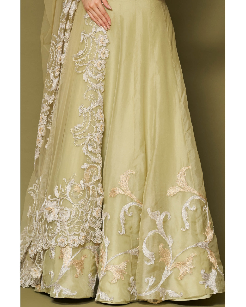 Pistachio Embroidered Silk Organza Lehenga Set
