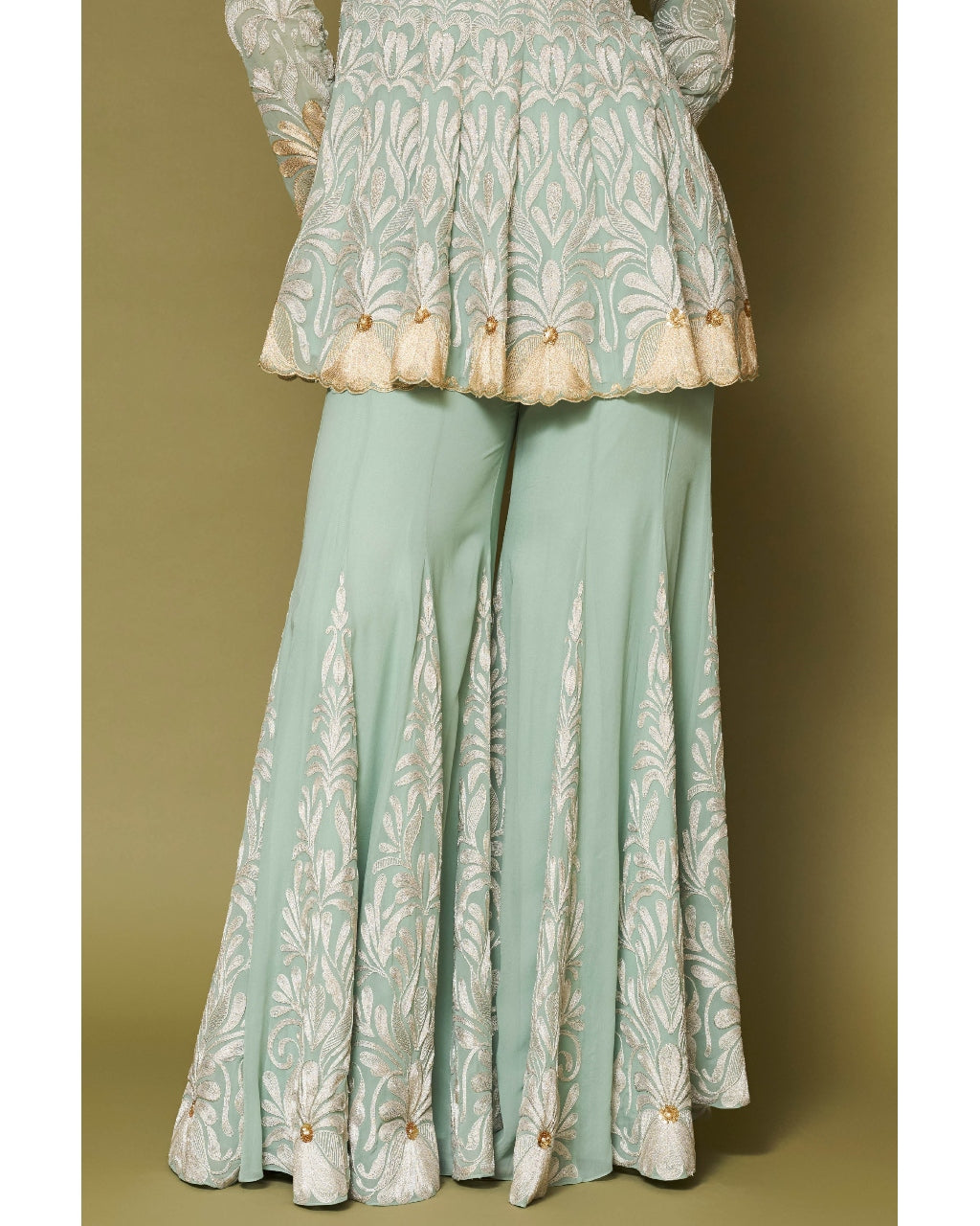 Aqua Embroidered Georgette Sharara Set
