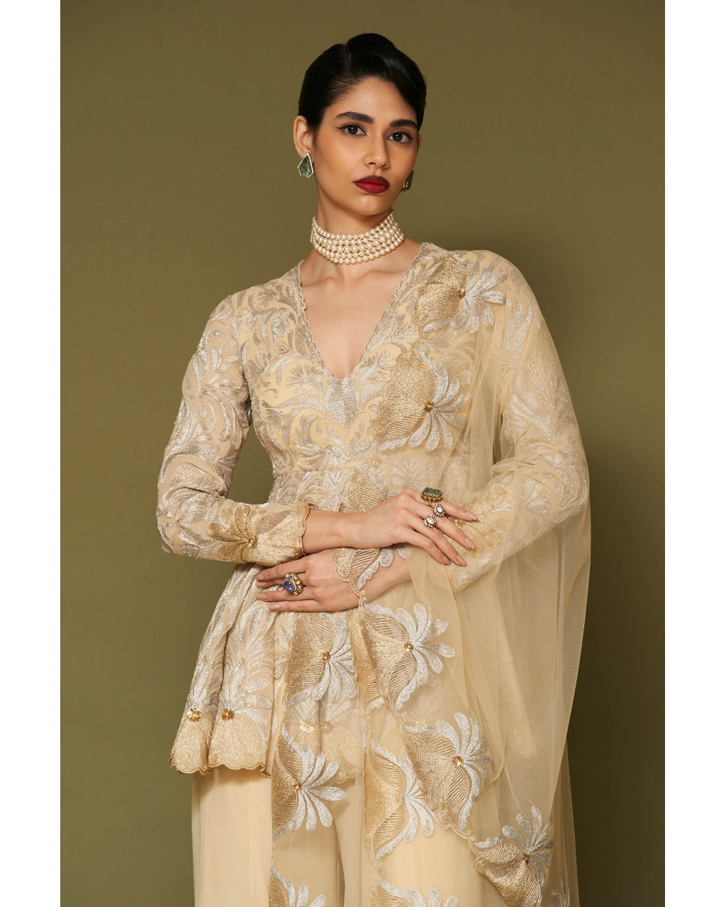 Butter Yellow Embroidered Georgette Sharara Set