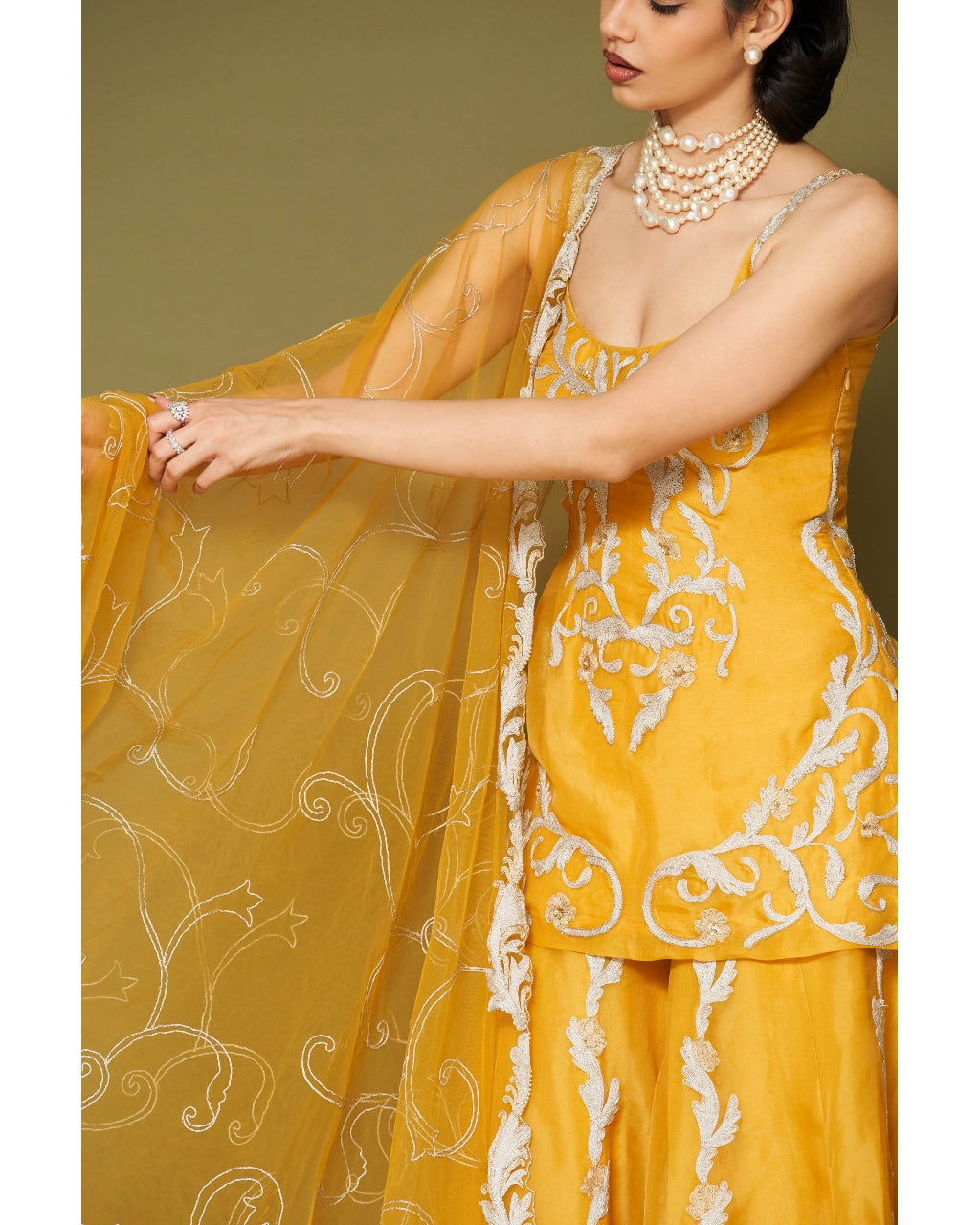 Bright Yellow Organza Sharara Set