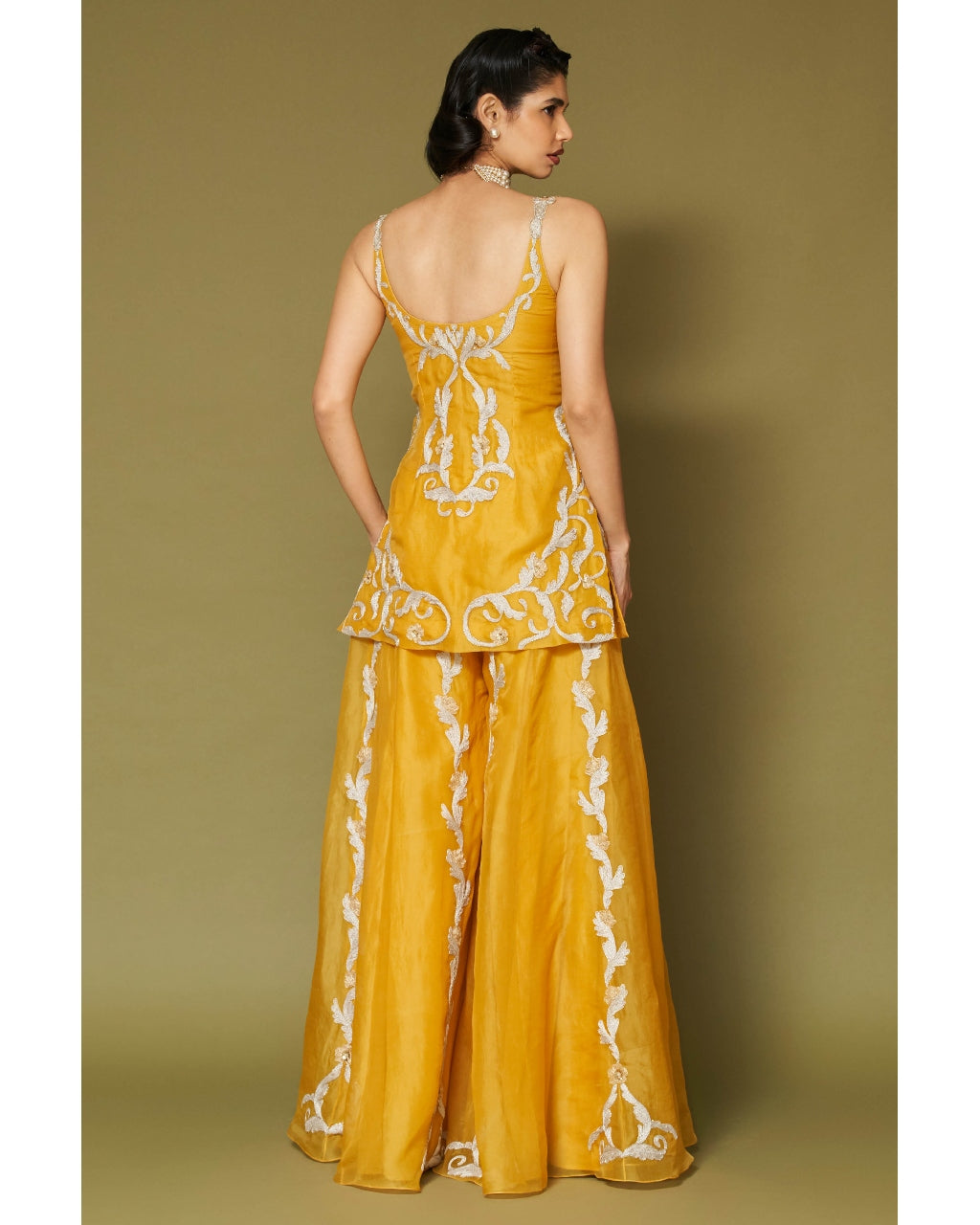 Bright Yellow Organza Sharara Set