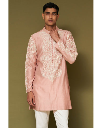 Blush Pink Dori Embroidered Kurta Set