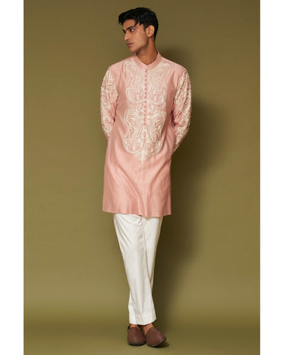 Blush Pink Dori Embroidered Kurta Set