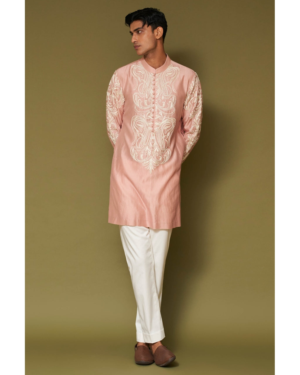 Blush Pink Dori Embroidered Kurta Set