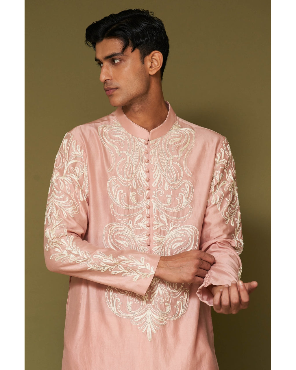 Blush Pink Dori Embroidered Kurta Set