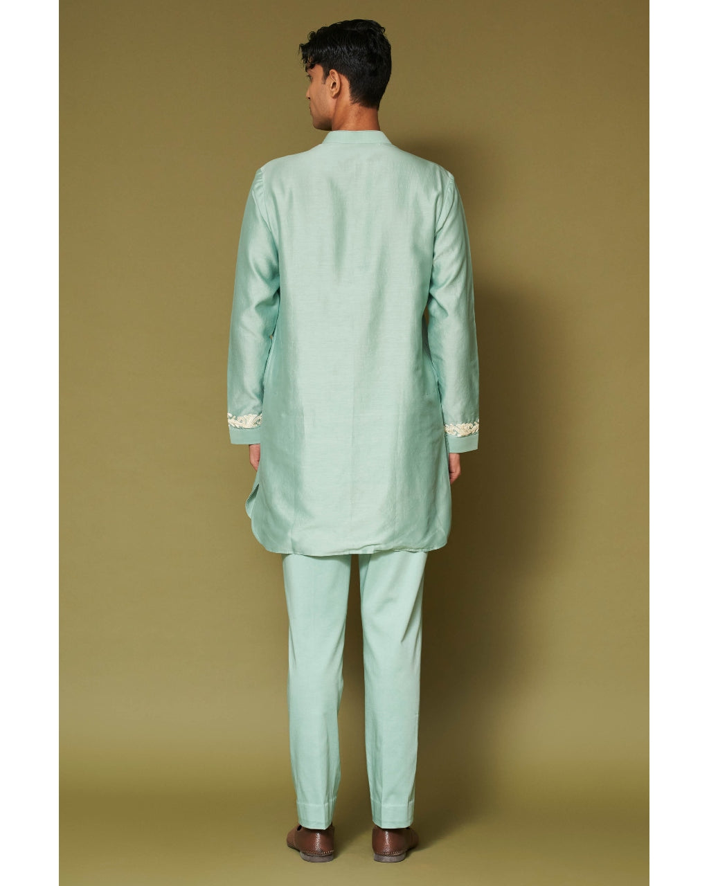 Aqua Dori Embroidered Chanderi Kurta Set