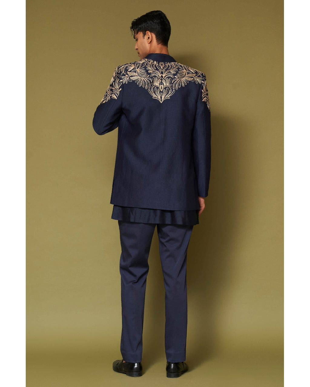 Midnight Navy Dori Embroidered Bandhgala Set