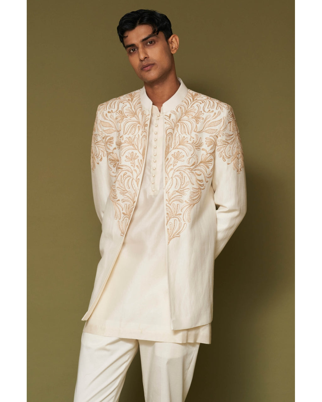 Ivory Dori Embroidered Bandhgala Set