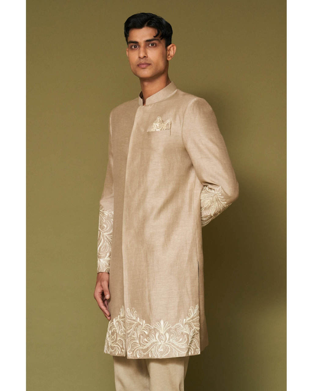 Sand Dori Embroidered Linen Satin Sherwani Set