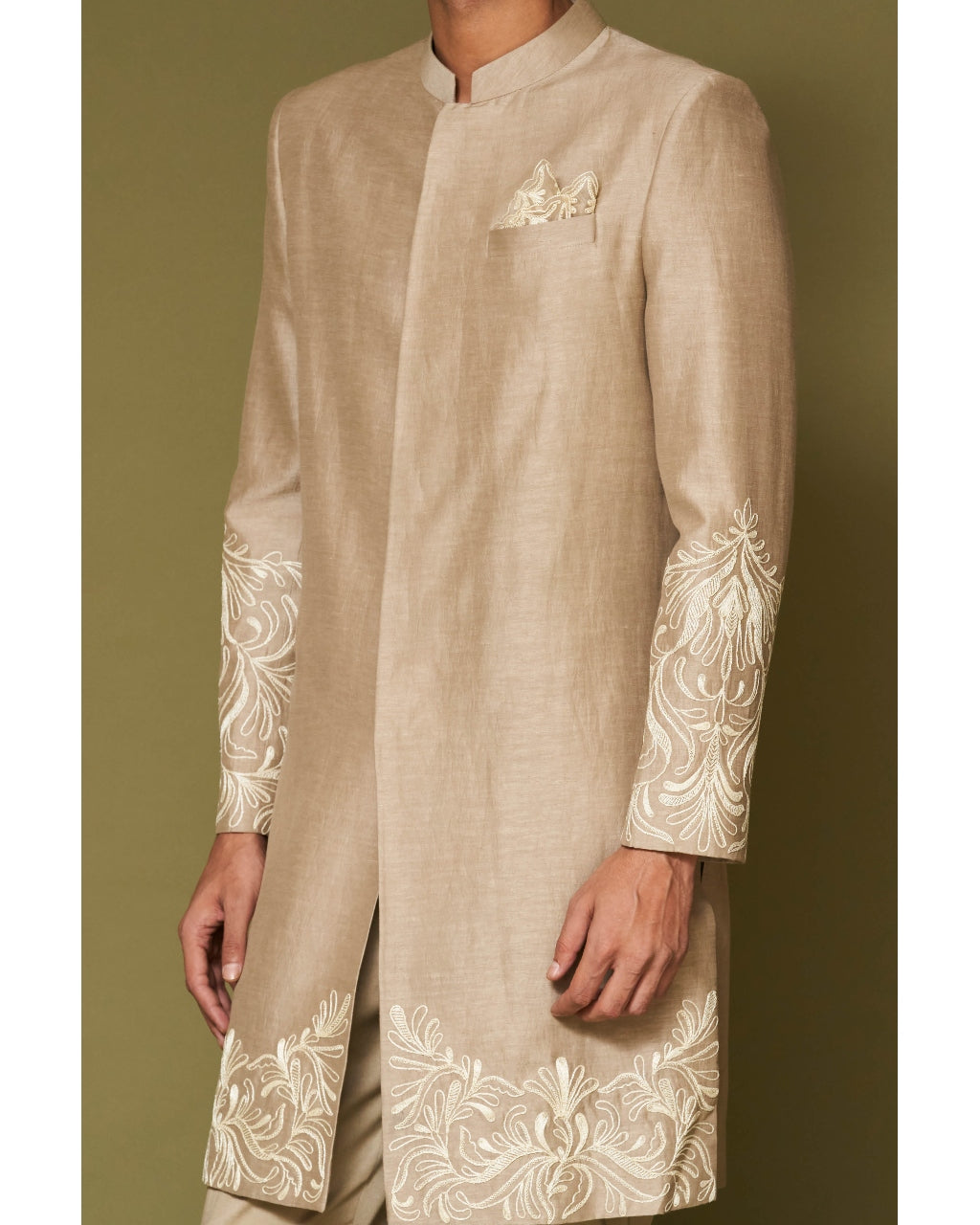 Sand Dori Embroidered Linen Satin Sherwani Set