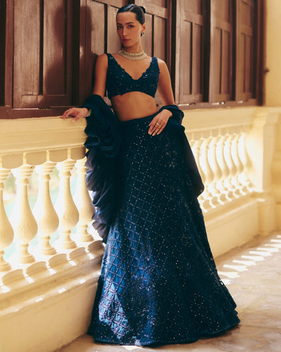 Blue Diana Lehenga Set