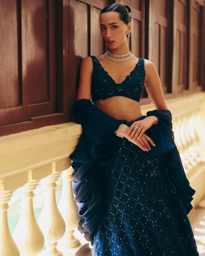 Blue Diana Lehenga Set