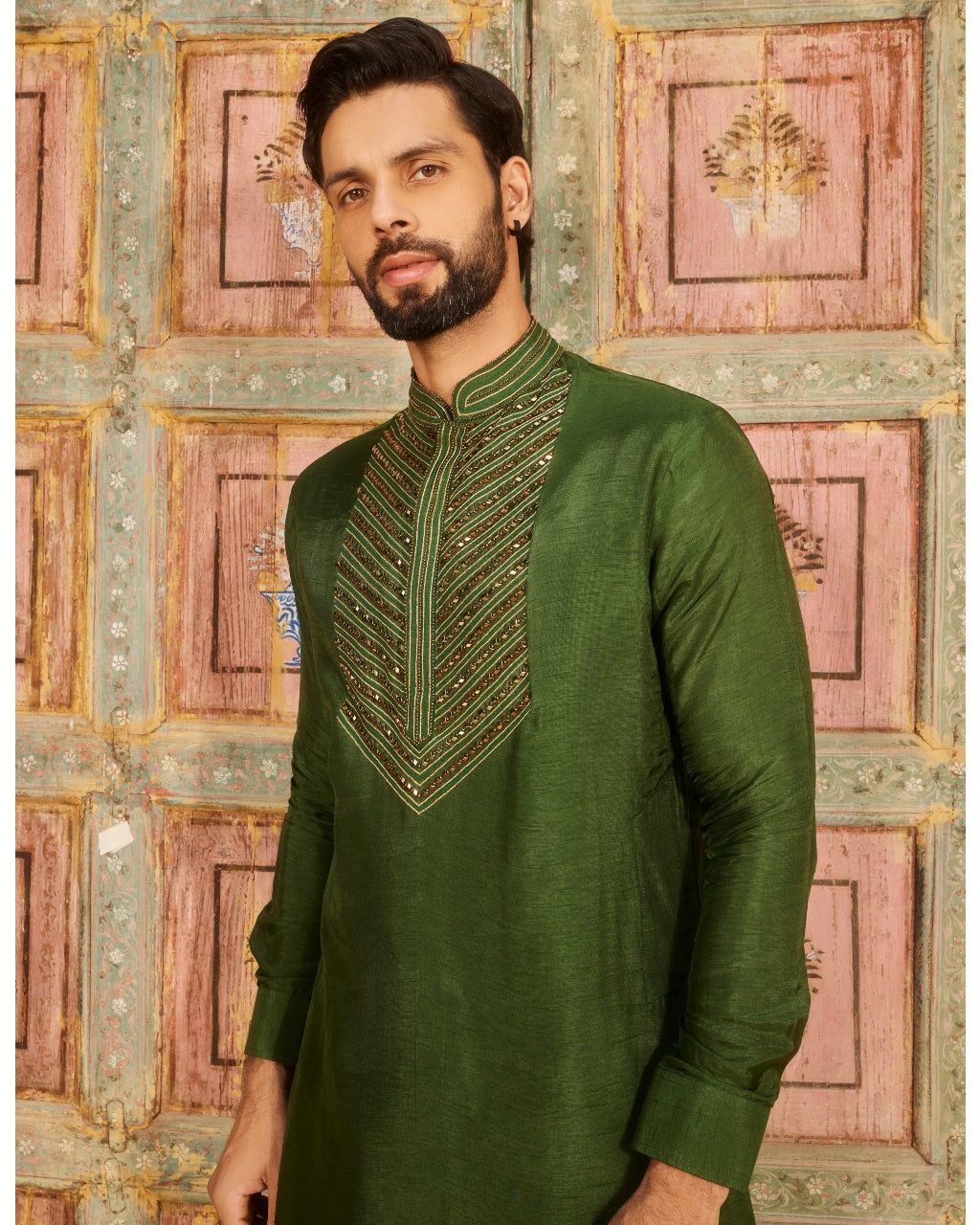 Drake Olive Green Embroidered Kurta Set