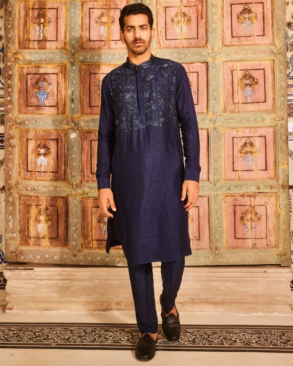 Navy Blue Embroidered Jawani Kurta Set