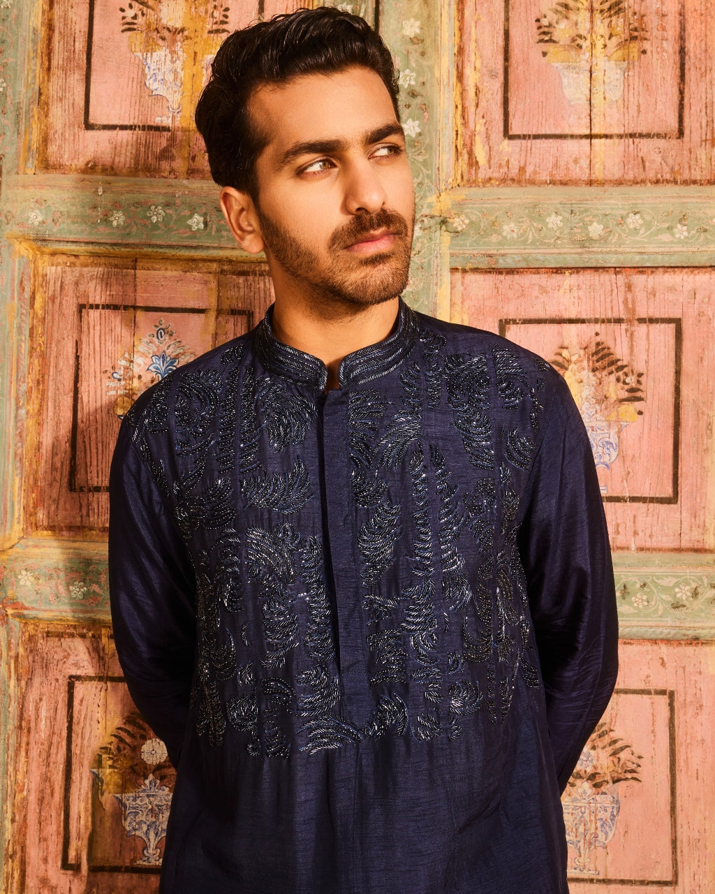 Navy Blue Embroidered Jawani Kurta Set