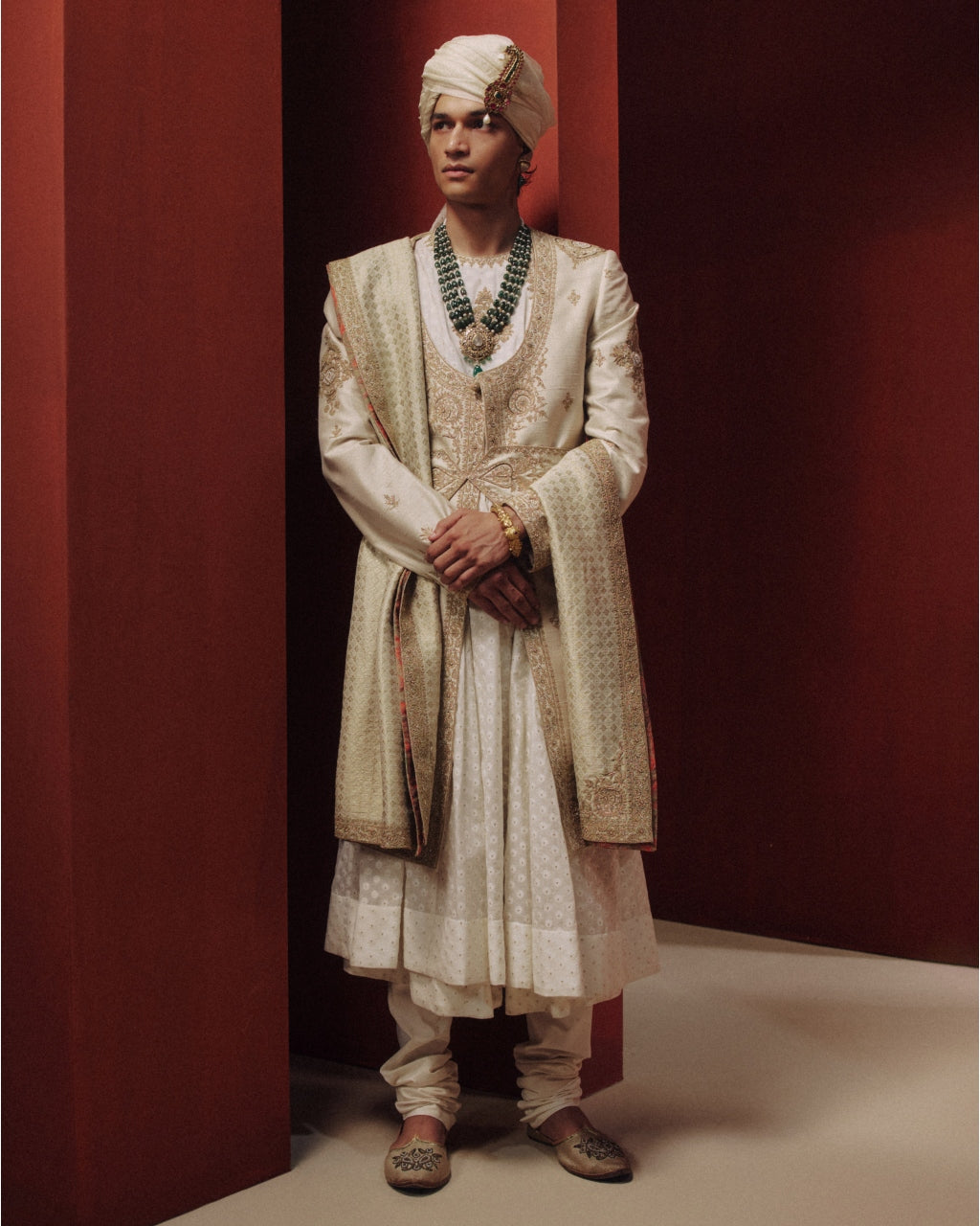 The Celestial Crème Sherwani Set