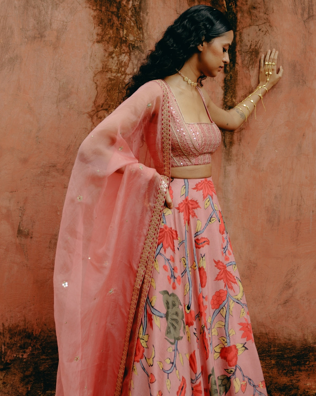 Pink Ombre Printed Lehenga Set