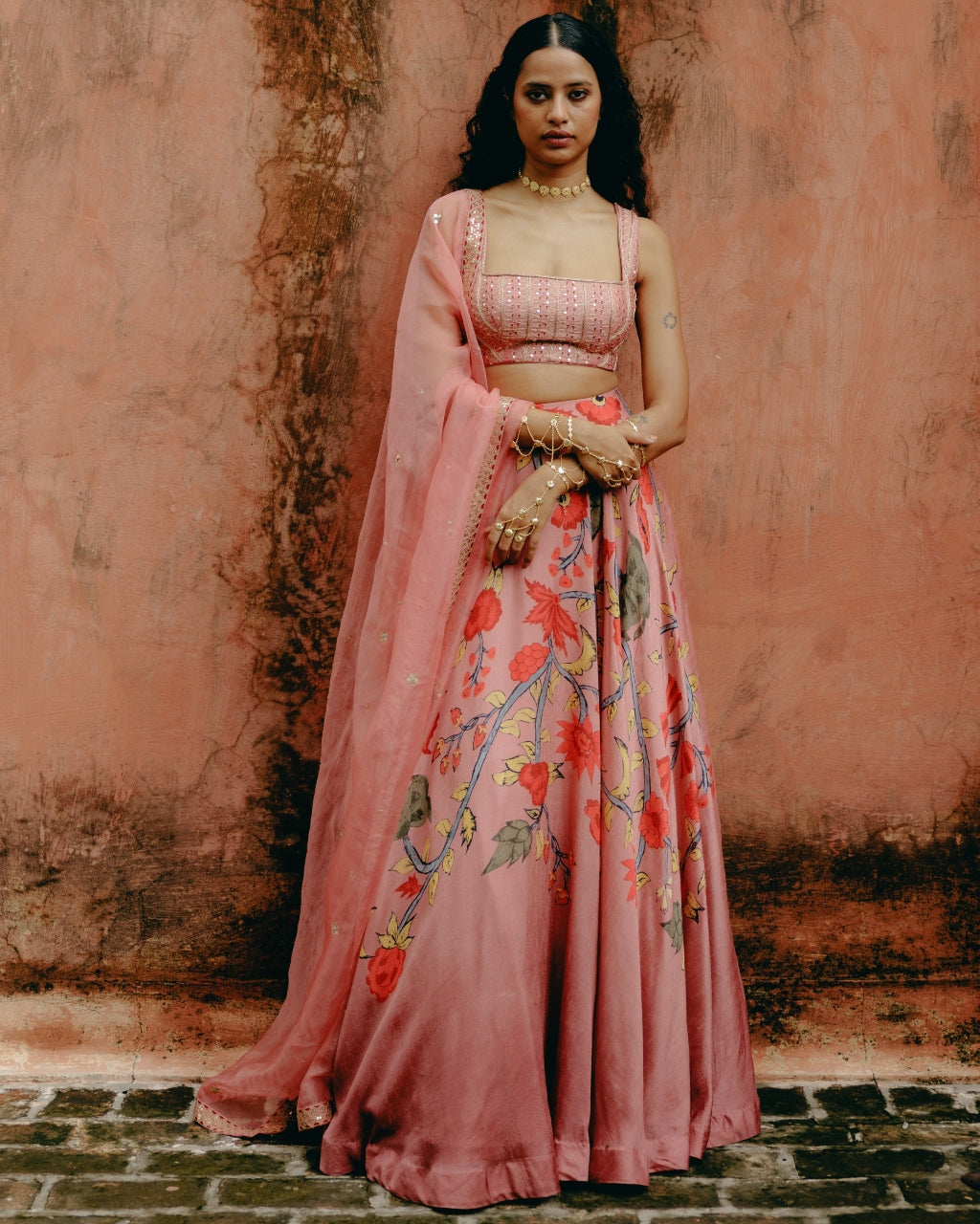 Pink Ombre Printed Lehenga Set