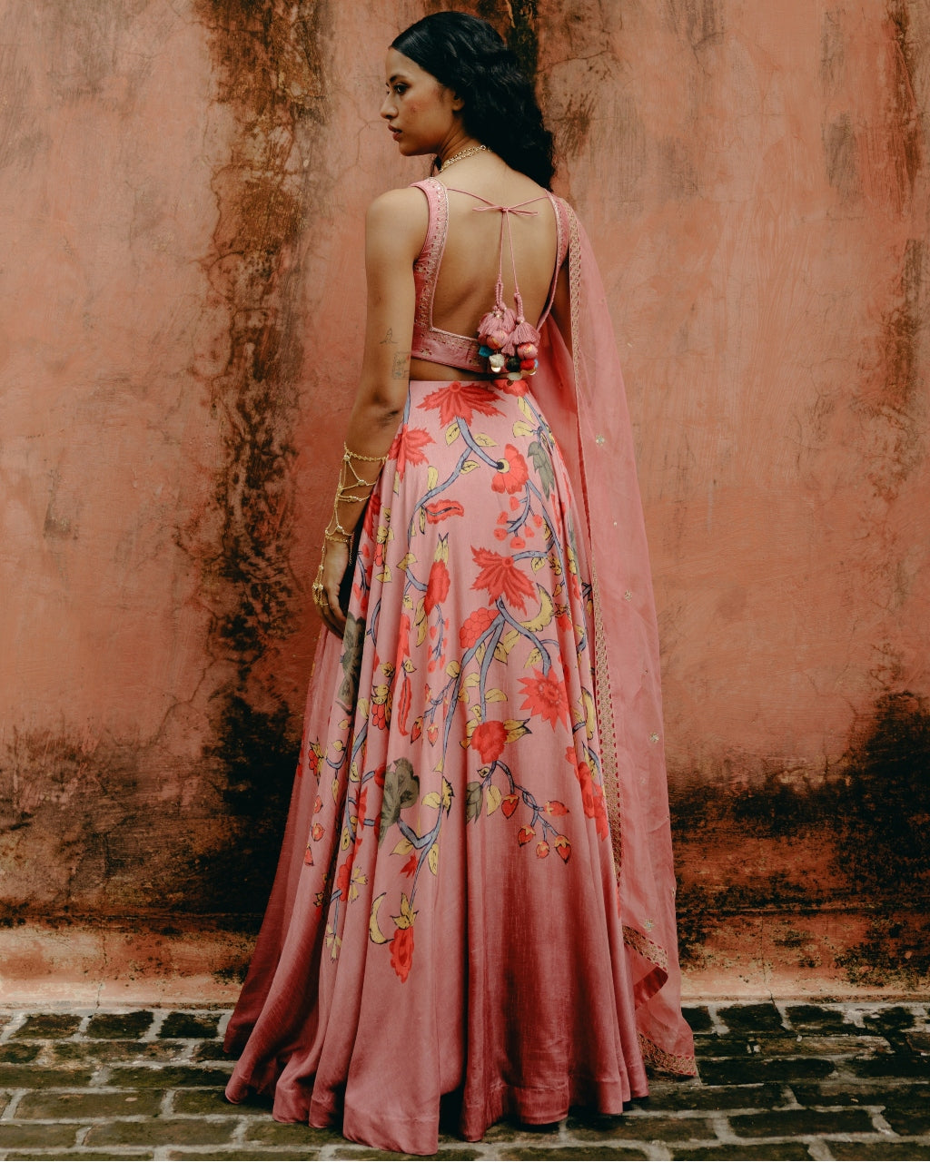 Pink Ombre Printed Lehenga Set