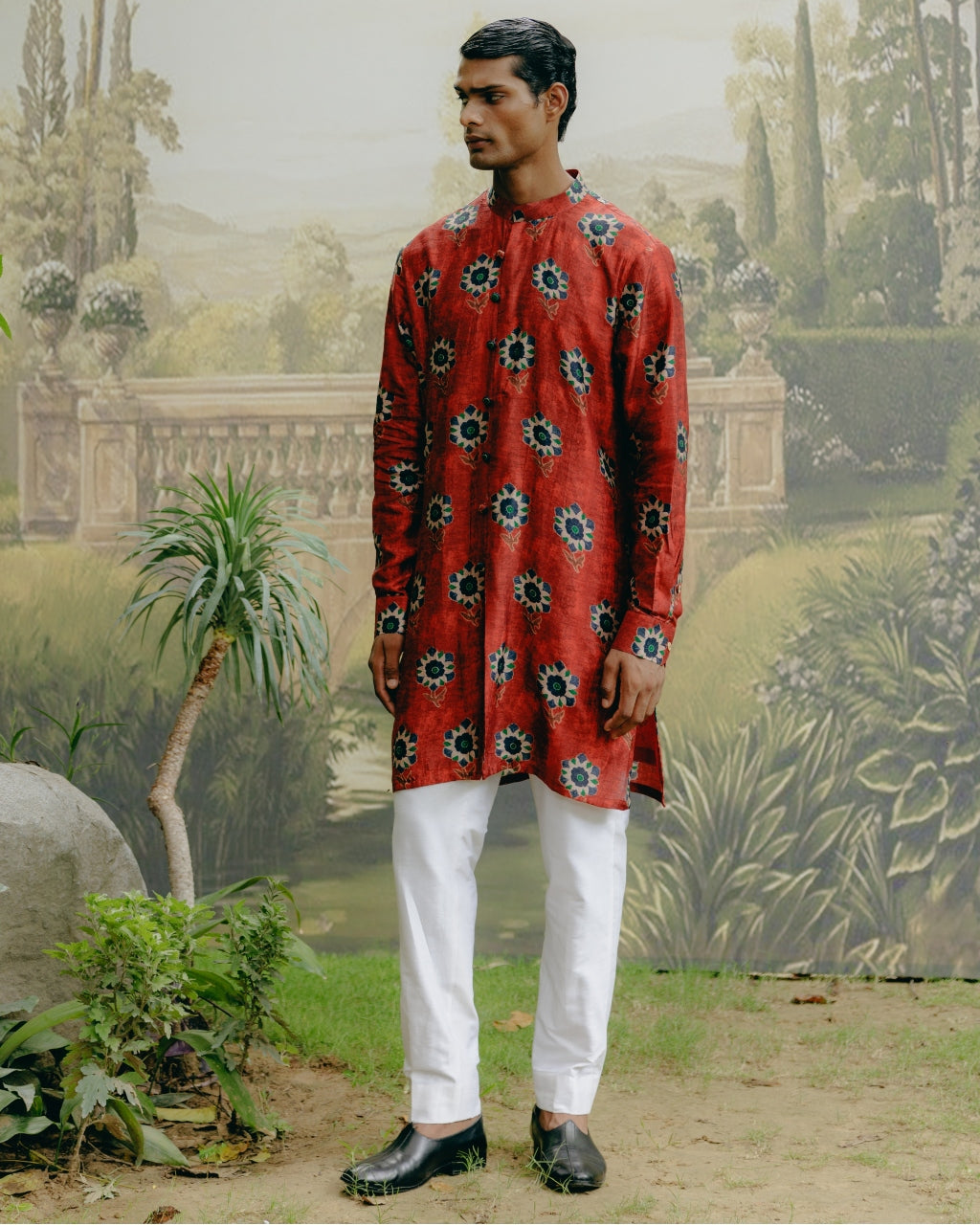 Ruby Red Printed Kurta Set