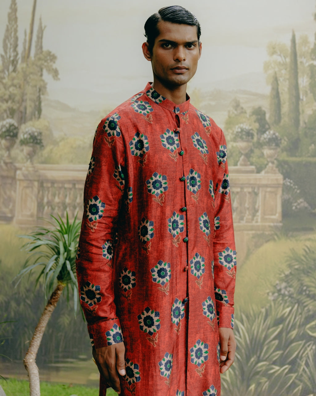 Ruby Red Printed Kurta Set