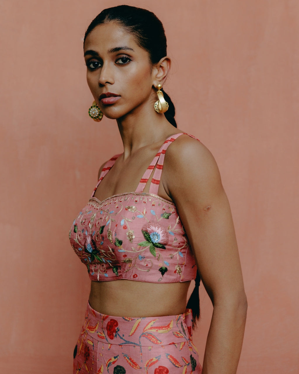 Pink Printed & Intricately Embroidered Co-Ord Set