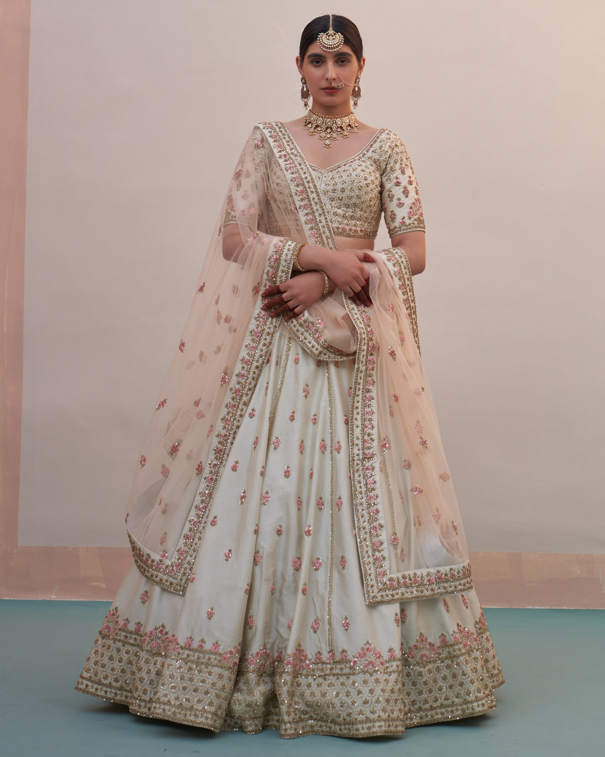 Sneha Ivory Double Dupatta Lehenga Set