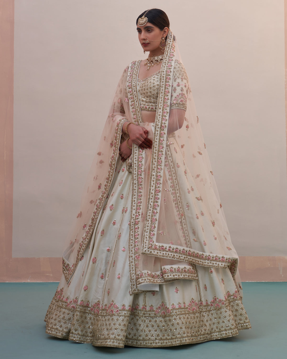 Sneha Ivory Double Dupatta Lehenga Set