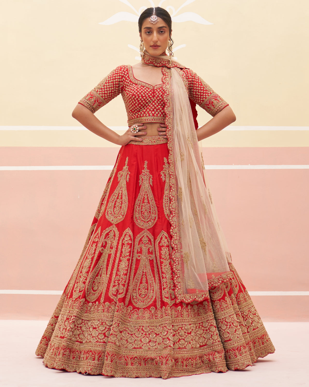 Harsha Red Raw Silk Lehenga Set