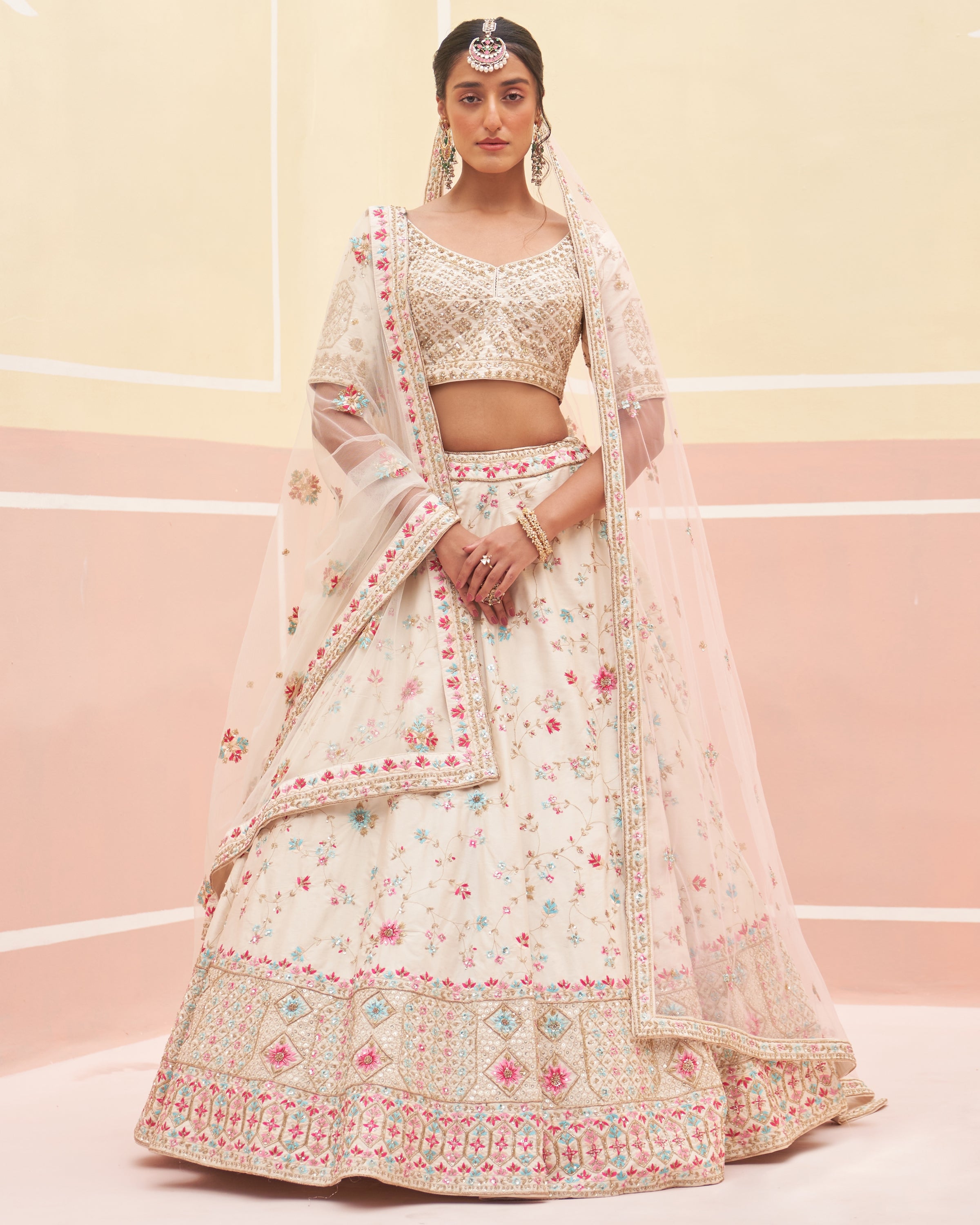 Salma Ivory Raw Silk Lehenga Set