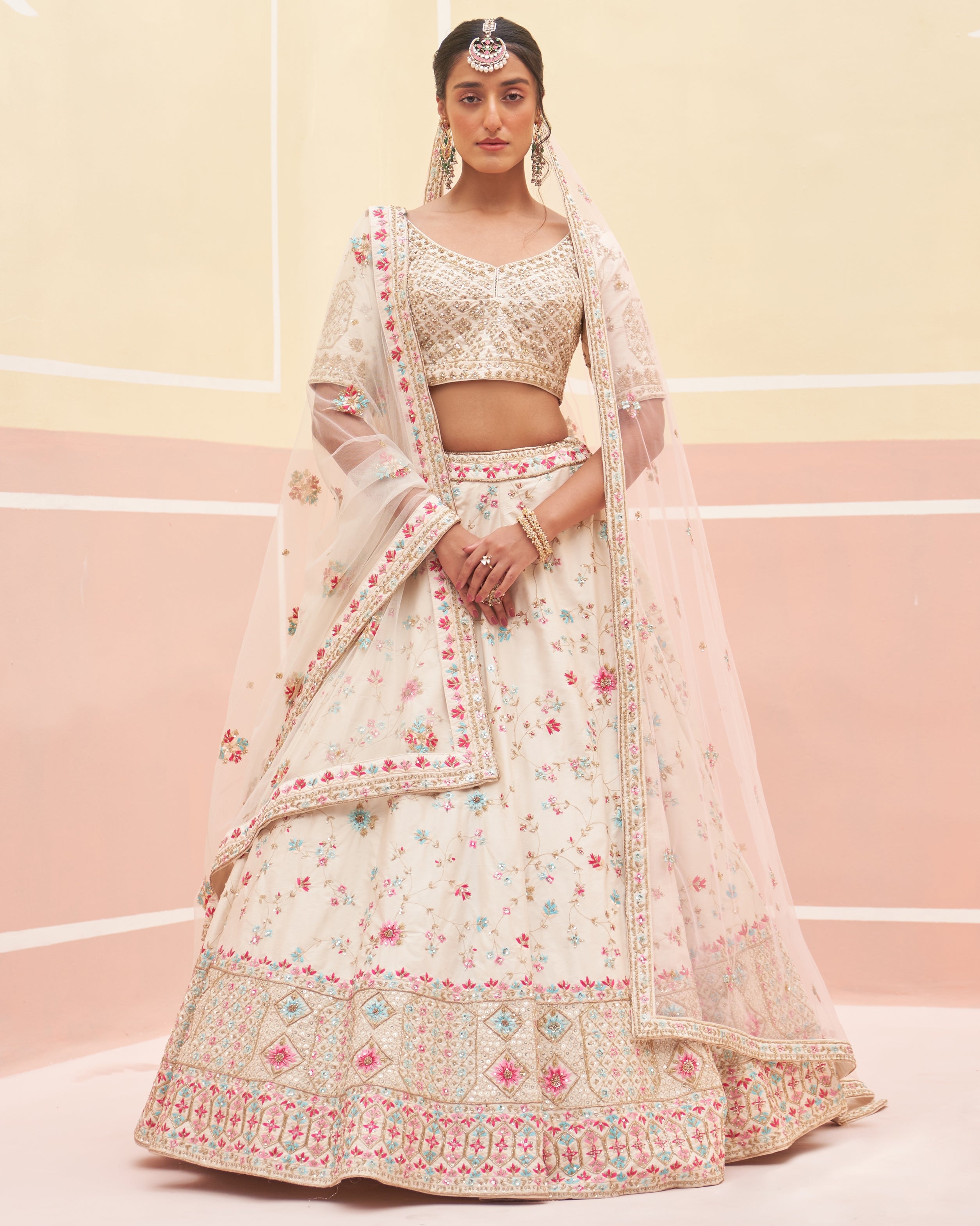 Salma Ivory Raw Silk Lehenga Set