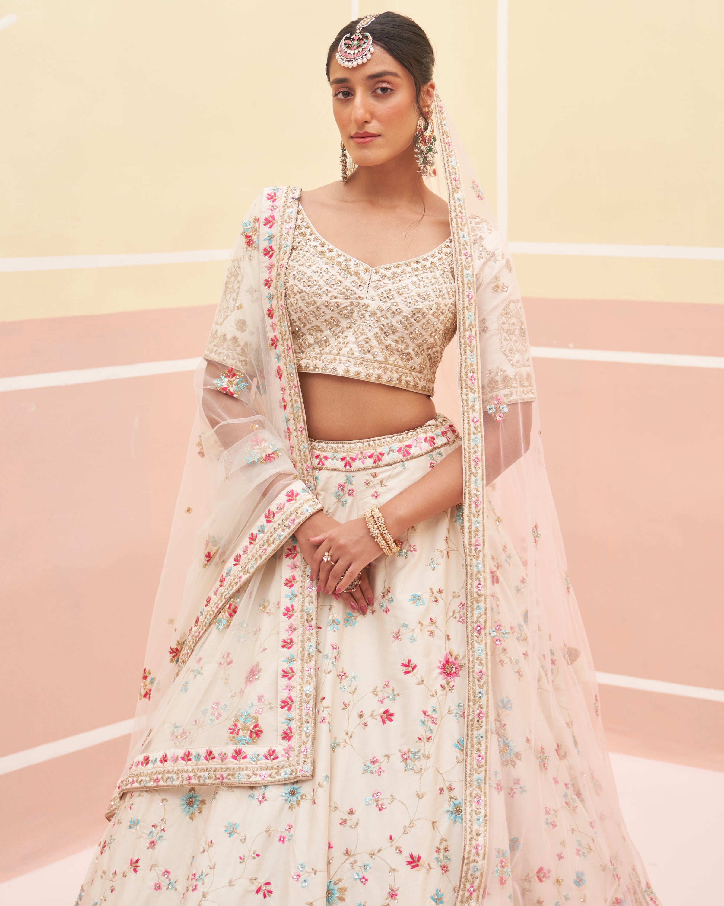 Salma Ivory Raw Silk Lehenga Set