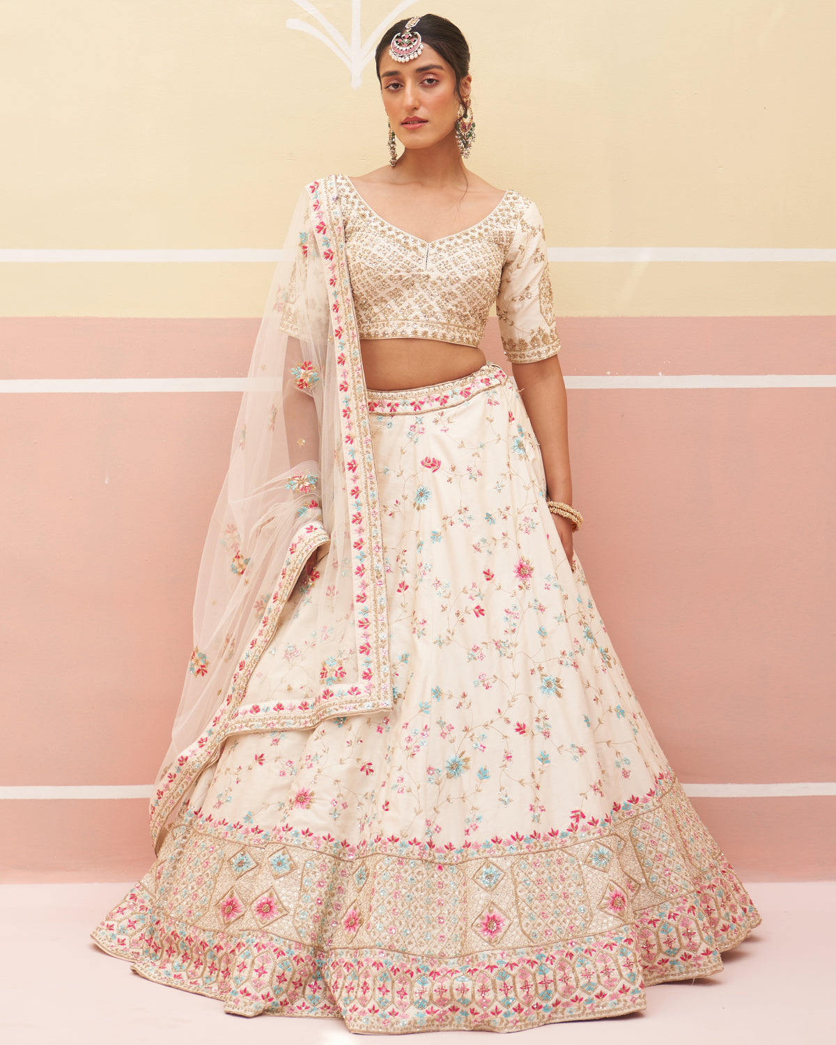 Salma Ivory Raw Silk Lehenga Set
