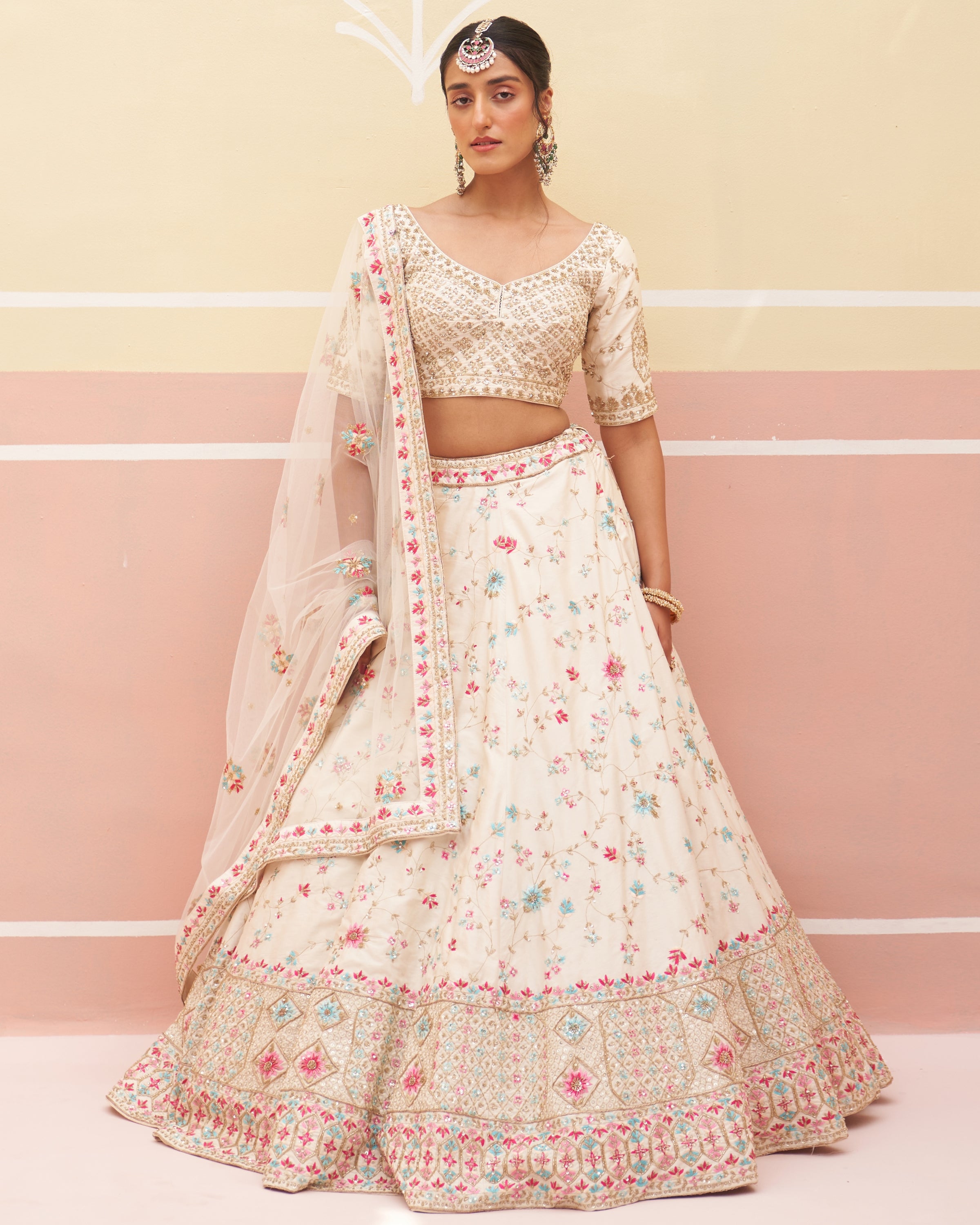 Salma Ivory Raw Silk Lehenga Set