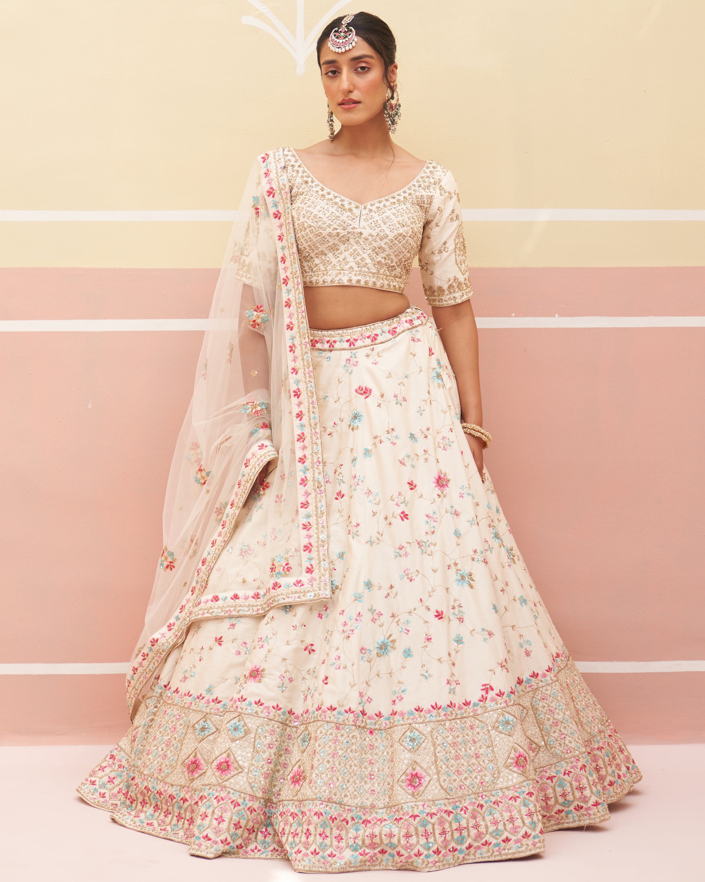 Salma Ivory Raw Silk Lehenga Set